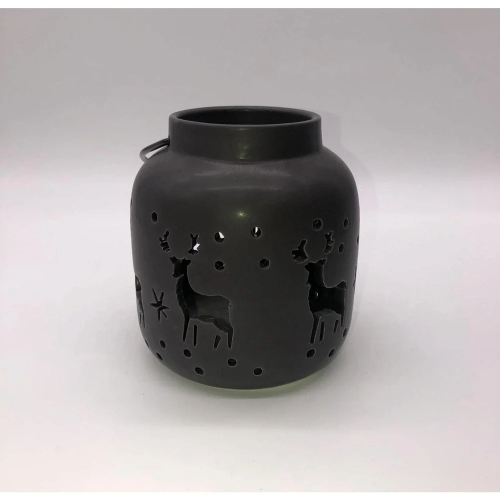 Target Bullseye Reindeer Deer Black Ceramic Christmas Lantern New